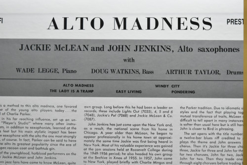 Jackie McLean [재키 맥린] ‎- Alto Madness - 중고 수입 오리지널 아날로그 LP