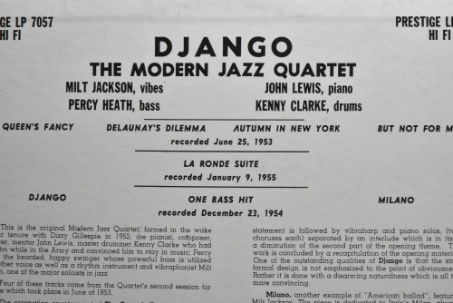 The Modern Jazz Quartet [모던재즈쿼텟] ‎- Django - 중고 수입 오리지널 아날로그 LP