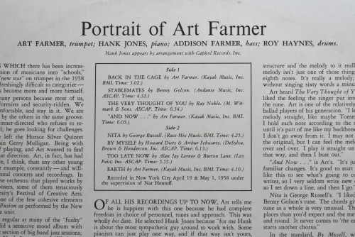 Art Farmer [아트 파머] ‎- Portrait Of Art Farmer - 중고 수입 오리지널 아날로그 LP