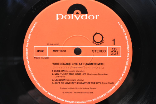 Whitesnake [화이트 스네이크] ‎- Live At Hammersmith - 중고 수입 오리지널 아날로그 LP