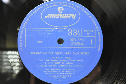 The Gerry Mulligan Sextet [게리 멀리건] ‎- Presenting The Gerry Mulligan Sextet  - 중고 수입 오리지널 아날로그 LP