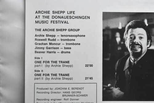 Archie Shepp [아치 쉐프] - Life At The Donaueschingen Music Festival - 중고 수입 오리지널 아날로그 LP