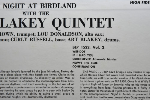 Art Blakey Quintet [아트 블레이키] ‎- A Night At Birdland, Volume 2 - 중고 수입 오리지널 아날로그 LP