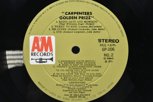 Carpenters [카펜터스] - Carpenters Golden Prize ㅡ 중고 수입 오리지널 아날로그 LP
