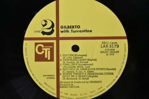 Gilberto With Turrentine [아스트루드 질베르토, 스탠리 터렌타인] ‎- Gilberto With Turrentine - 중고 수입 오리지널 아날로그 LP