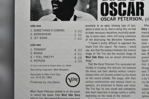 Oscar Peterson Trio [오스카 피터슨] ‎- West Side Story - 중고 수입 오리지널 아날로그 LP