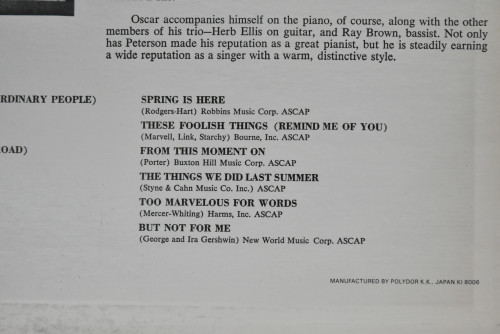 Oscar Peterson [오스카 피터슨] ‎- Romance-The Vocal Styling Of Oscar Peterson - 중고 수입 오리지널 아날로그 LP