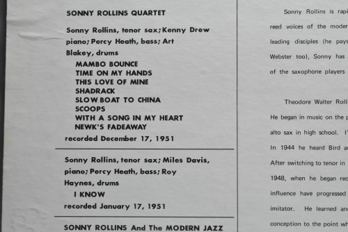 Sonny Rollins With The Modern Jazz Quartet Featuring Art Blakey &amp; Kenny Drew [소니 롤린스, 모던 재즈 쿼텟] ‎- Sonny Rollins With The Modern Jazz Quartet (OJC) - 중고 수입 오리지널 아날로그 LP