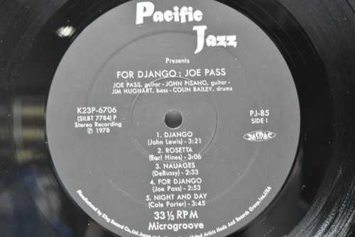 Joe Pass [조 패스] ‎- For Django - 중고 수입 오리지널 아날로그 LP