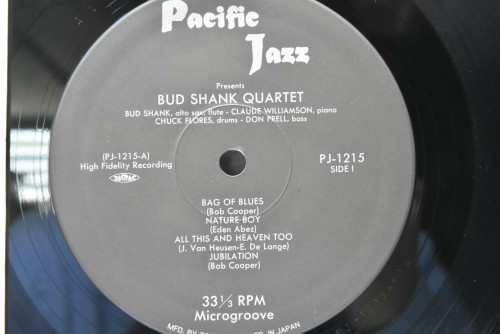 The Bud Shank Quartet Featuring Claude Williamson[버드 쉥크, 클라우드 윌리암슨] ‎- Bud Shank - 중고 수입 오리지널 아날로그 LP