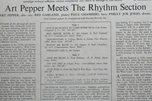 Art Pepper [아트 페퍼] ‎- Meets The Rhythm Section  - 중고 수입 오리지널 아날로그 LP