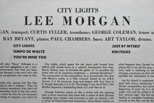 Lee Morgan [리 모건] ‎- City Lights - 중고 수입 오리지널 아날로그 LP