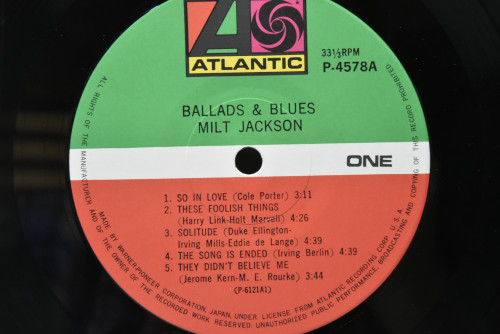 Milt Jackson [밀트 잭슨] - Ballads &amp; Blues - 중고 수입 오리지널 아날로그 LP