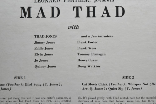 Thad Jones And His Ensemble [테드 존스] - Mad Thad - 중고 수입 오리지널 아날로그 LP