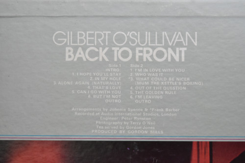 Gilbert O&#039;Sullivan [길버트 오 설리반] - Back To Front ㅡ 중고 수입 오리지널 아날로그 LP