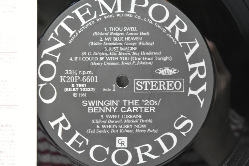 The Benny Carter Quartet [베니 카터] ‎- Swingin&#039; The &#039;20s - 중고 수입 오리지널 아날로그 LP