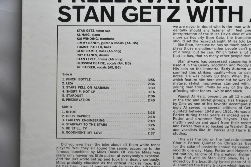 Stan Getz [스탄 게츠] ‎- Prezervation - 중고 수입 오리지널 아날로그 LP