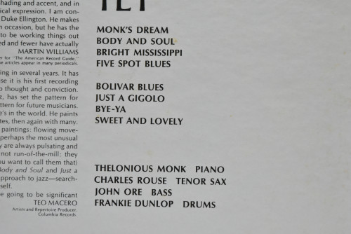 The Thelonious Monk Quartet [델로니어스 몽크] ‎- Monk&#039;s Dream - 중고 수입 오리지널 아날로그 LP