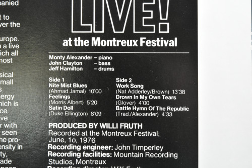 The Monty Alexander Trio [몬티 알렉산더] ‎- Montreux Alexander - Live! At The Montreux Festival - 중고 수입 오리지널 아날로그 LP