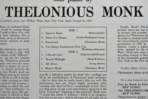 Thelonious Monk [델로니어스 몽크] ‎- Thelonious Himself - 중고 수입 오리지널 아날로그 LP