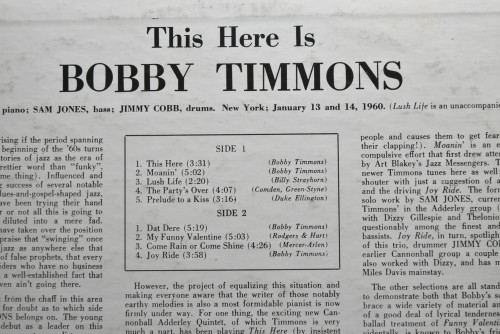Bobby Timmons [바비 티몬스] ‎- This Here Is Bobby Timmons - 중고 수입 오리지널 아날로그 LP