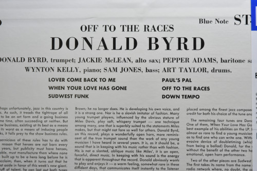 Donald Byrd [도날드 버드] ‎- Off To The Races - 중고 수입 오리지널 아날로그 LP