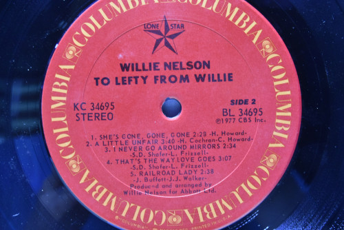 Willie Nelson [윌리 넬슨] - To Lefty From Willie ㅡ 중고 수입 오리지널 아날로그 LP