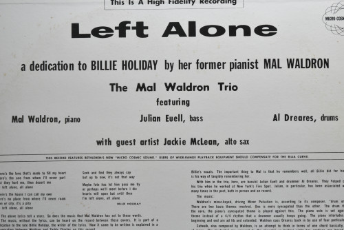 Mal Waldron [맬 왈드론] ‎- Left Alone - 중고 수입 오리지널 아날로그 LP