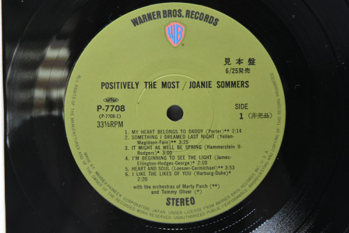 Joanie Sommers [조니 섬머스] ‎- Positively The Most (PROMO) - 중고 수입 오리지널 아날로그 LP