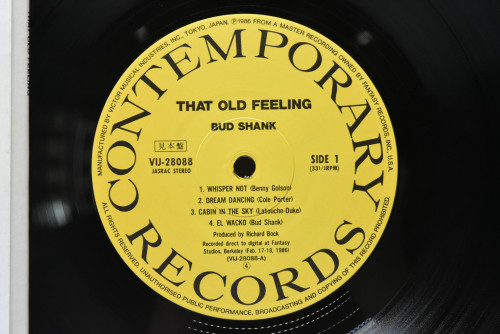 Bud Shank Quartet [버드 쉥크] ‎- That Old Feeling (PROMO) - 중고 수입 오리지널 아날로그 LP