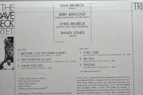 The Dave Brubeck Quartet [데이브 브루벡] ‎- Tritonis - 중고 수입 오리지널 아날로그 LP