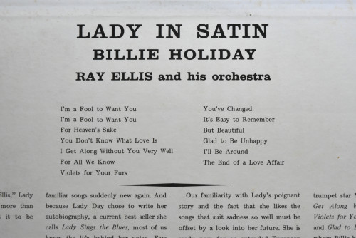 Billie Holiday With Ray Ellis And His Orchestra [빌리 홀리데이] ‎- Lady In Satin - 중고 수입 오리지널 아날로그 LP