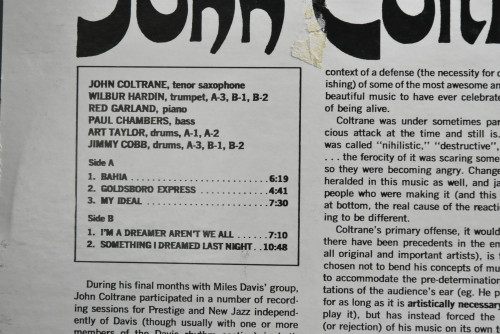 John Coltrane [존 콜트레인] ‎- Bahia - 중고 수입 오리지널 아날로그 LP