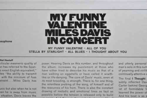 Miles Dsvis [마일스 데이비스] ‎- My Funny Valentine - Miles Davis In Concert - 중고 수입 오리지널 아날로그 LP