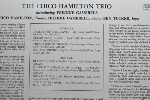 Chico Hamilton Trio [치코 해밀턴] ‎- Introducing The Piano Of Freddy Gambrell - 중고 수입 오리지널 아날로그 LP