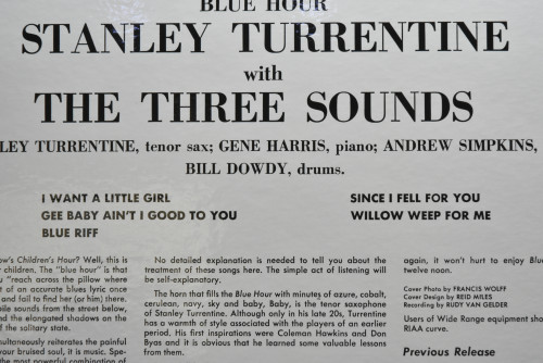 Stanley Turrentine With The Three Sounds [스탠리 터렌타인, 쓰리 사운즈] ‎- Blue Hour - 중고 수입 오리지널 아날로그 LP