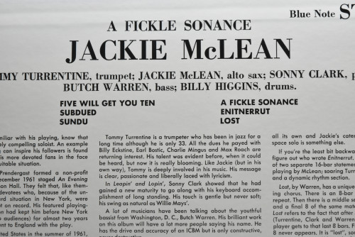 Jackie Mclean [재키 맥린] ‎- A Fickle Sonance (KING) - 중고 수입 오리지널 아날로그 LP