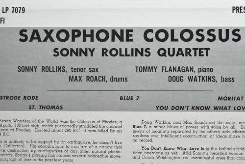 Sonny Rollins [소니 롤린스] ‎- Saxophone Colossus - 중고 수입 오리지널 아날로그 LP