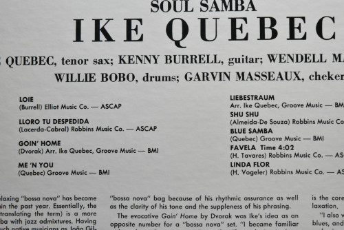 Ike Quebec [아이크 퀘백] - Bossa Nova Soul Samba ㅡ 중고 수입 오리지널 아날로그 LP