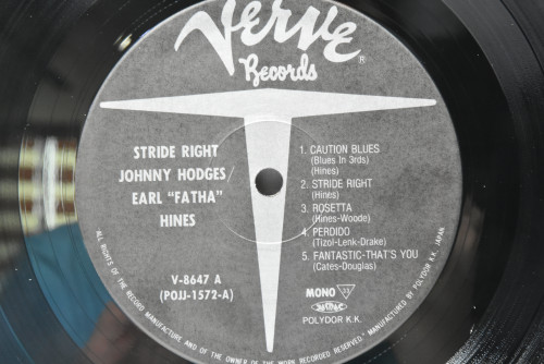 Johnny Hodges, Earl &quot;Fatha&quot; Hines [조니 호지스, 얼 하인즈] ‎- Stride Right - 중고 수입 오리지널 아날로그 LP