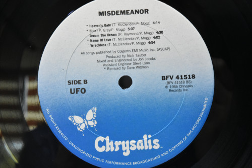 UFO [유에프오] - Misdemeanor ㅡ 중고 수입 오리지널 아날로그 LP