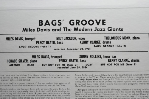 Miles Davis [마일스 데이비스] ‎- Bags Groove - 중고 수입 오리지널 아날로그 LP
