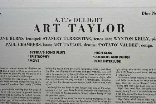 Art Taylor [아트 테일러] ‎- A.T.&#039;s Delight (KING) - 중고 수입 오리지널 아날로그 LP