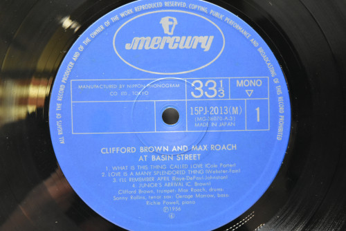 Clifford Brown And Max Roach [클리포드 브라운, 맥스 로치] ‎- At Basin Street - 중고 수입 오리지널 아날로그 LP