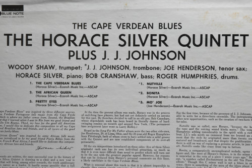 The Horace Silver Quintet Plus J.J. Johnson [호레이스 실버, 제이제이 존슨] ‎- The Cape Verdean Blues (UA) - 중고 수입 오리지널 아날로그 LP