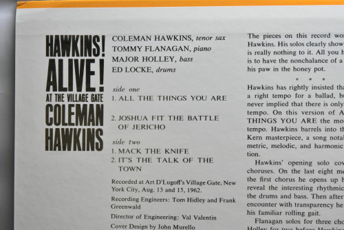 Coleman Hawkins [콜맨 호킨스] ‎- Hawkins! Alive! At The Village Gate - 중고 수입 오리지널 아날로그 LP