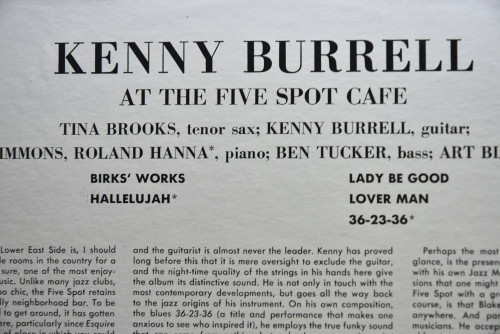 Kenny Burrell with Art Blakey [케니 버렐, 아트 블레이키] ‎- At The Five Spot Cafe (UA) - 중고 수입 오리지널 아날로그 LP