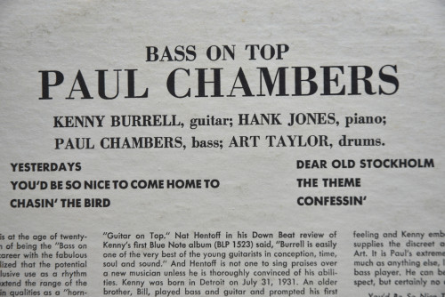 Paul Chambers Quartet [폴 챔버스] ‎- Bass On Top (UA) - 중고 수입 오리지널 아날로그 LP