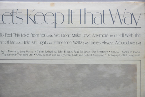 Anne Murray [앤 머레이] - Let&#039;s Keep It That Way ㅡ 중고 수입 오리지널 아날로그 LP