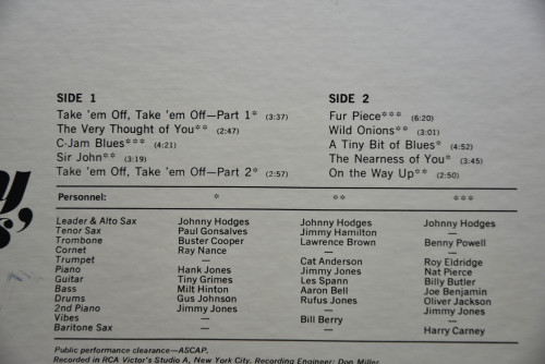 Johnny Hodges [조니 호지스] ‎- Triple Play - 중고 수입 오리지널 아날로그 LP